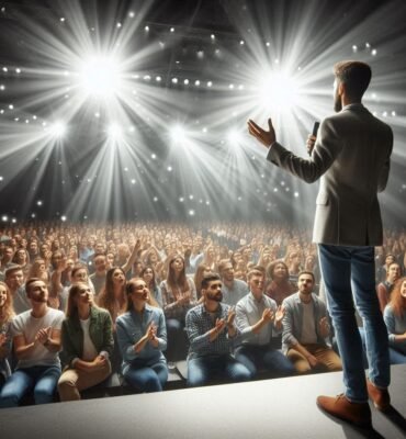 un expositor comunicando